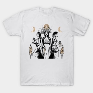 Hecate, Triple Moon Goddess, Goddess of Witchcraft and Magic T-Shirt